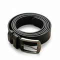Premium Men's Black Leather Belt with Brushed Gunmetal Buckle